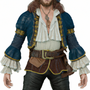 Realistic looking pirate in traditional pirate clothing